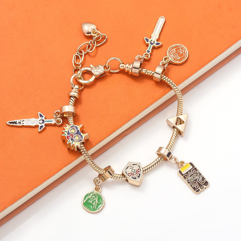 Legend of Zelda Breath of the Wild Bracelet Shika Stone Glasses Link Shield Master Sword Cartoon DIY Bracelet