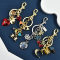 Metal keychain cute fruit set with diamonds apple keyring pendant handbag keyring accessory for women