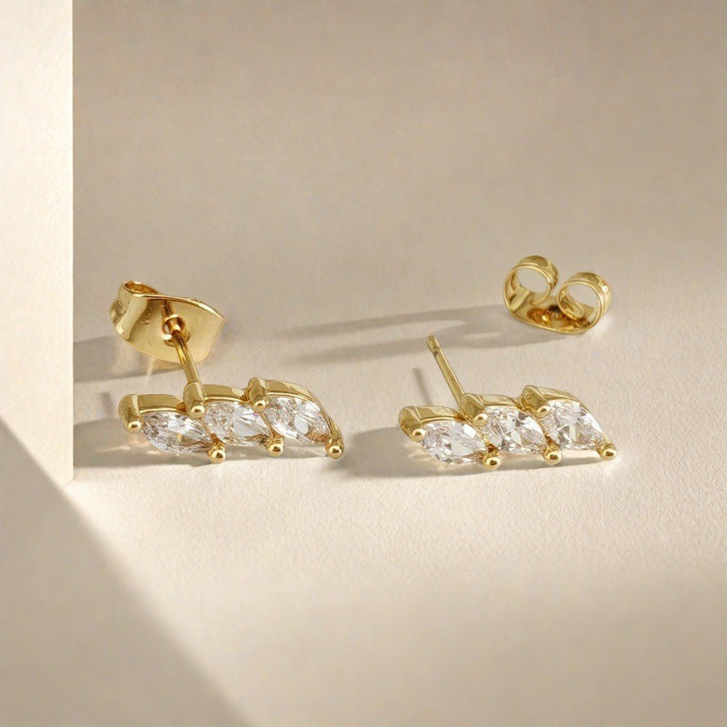 Boucles d'Oreilles Zircon Doré Minimaliste | Boutique84