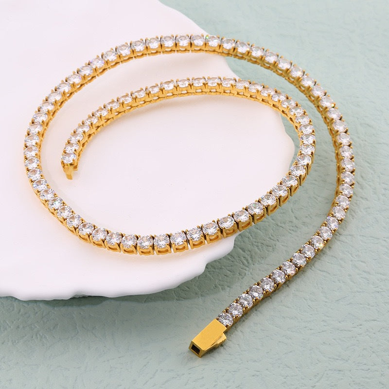 Collier Tennis Acier Inoxydable 316L Zircon Homme Femme | Boutique84