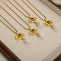 Collier Perles Géométrique Acier Titane Doré | Boutique84