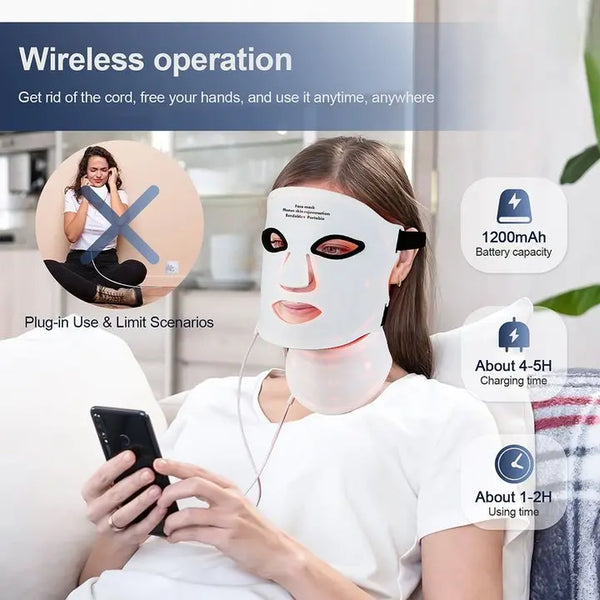 Masque LED machine beauté sans fil raffermissant