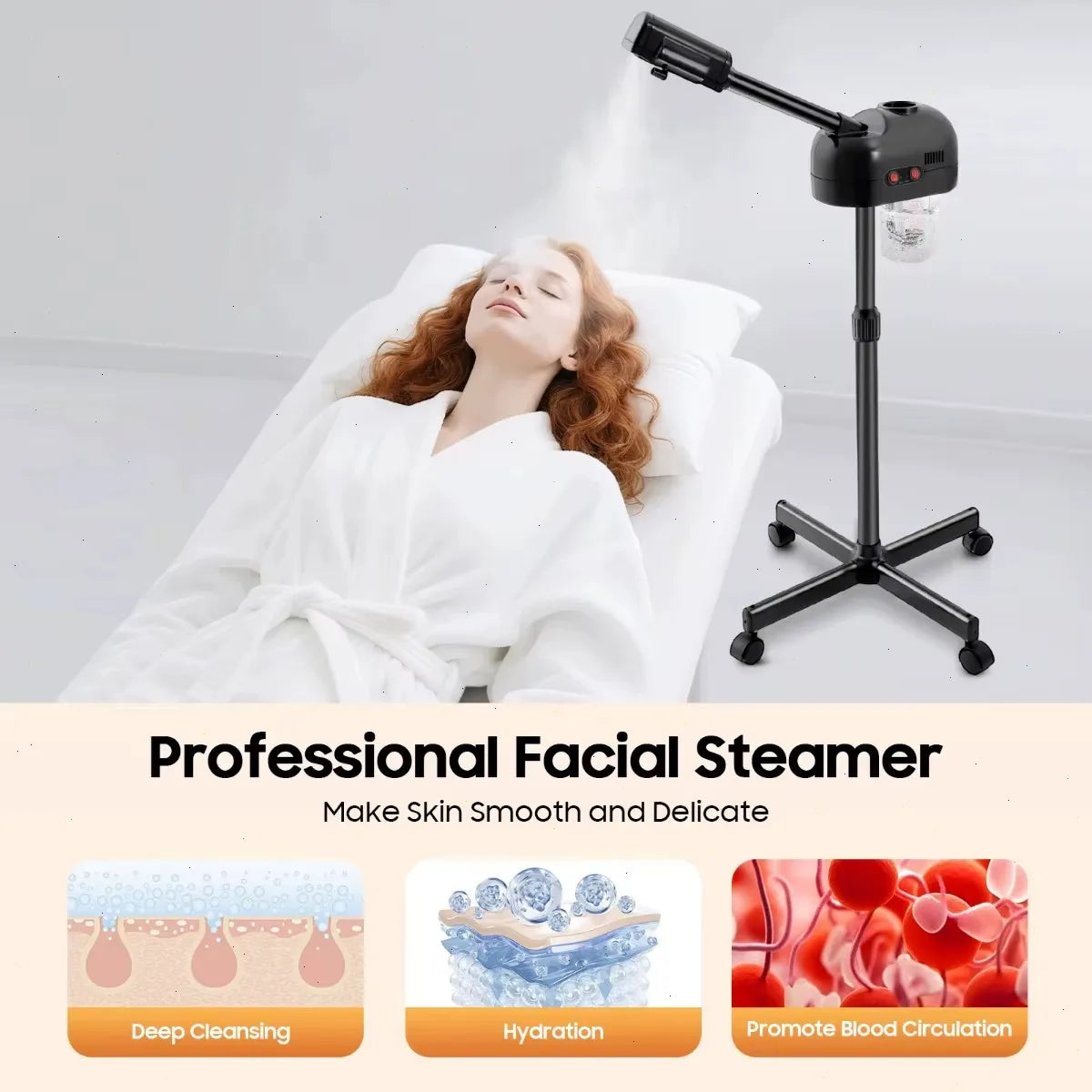 Facial Steamer, Ozone Ion Steam Spray Machine,Facial Sauna for Home Use, Skin Hydration & Pore Cleansing, Beauty Spa Device