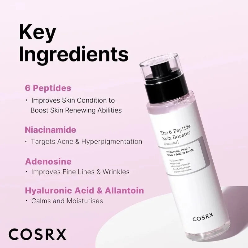 Korean Skincare 6X Peptide Booster Toner Serum, Niacinamide & Hyaluronic Acid Skin Renewal Boosting Facial Essence Facre Care