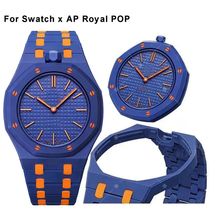 Ceramic Modification Kit For Swatch x Audemars Piguet Royal Pop Bioceramic Watch Case Strap Conversion Pocket To Wristwatch