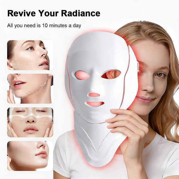 Masque LED Visage Cou - Luminothérapie 7 Couleurs - Boutique84