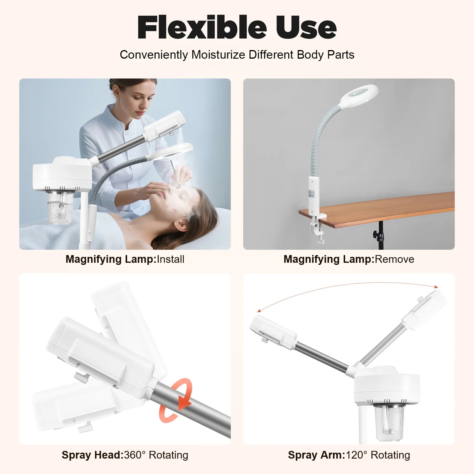 Professional 2 in 1 Facial Steamer, Face Deep Clean Ozone Face Face Steamer, 2 in 1 Face Machine w/ 5X Magnifying