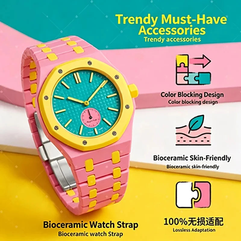 Ceramic Modification Kit For Swatch x Audemars Piguet Royal Pop Bioceramic Watch Case Strap Conversion Pocket To Wristwatch