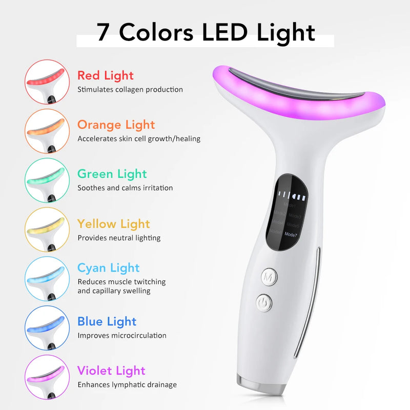 Masseur Visage LED Luminothérapie 7 Modes - Vibrations Lifting - Boutique84