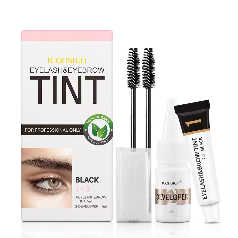 Kit teinture cils et sourcils noir avec développeur et brosses